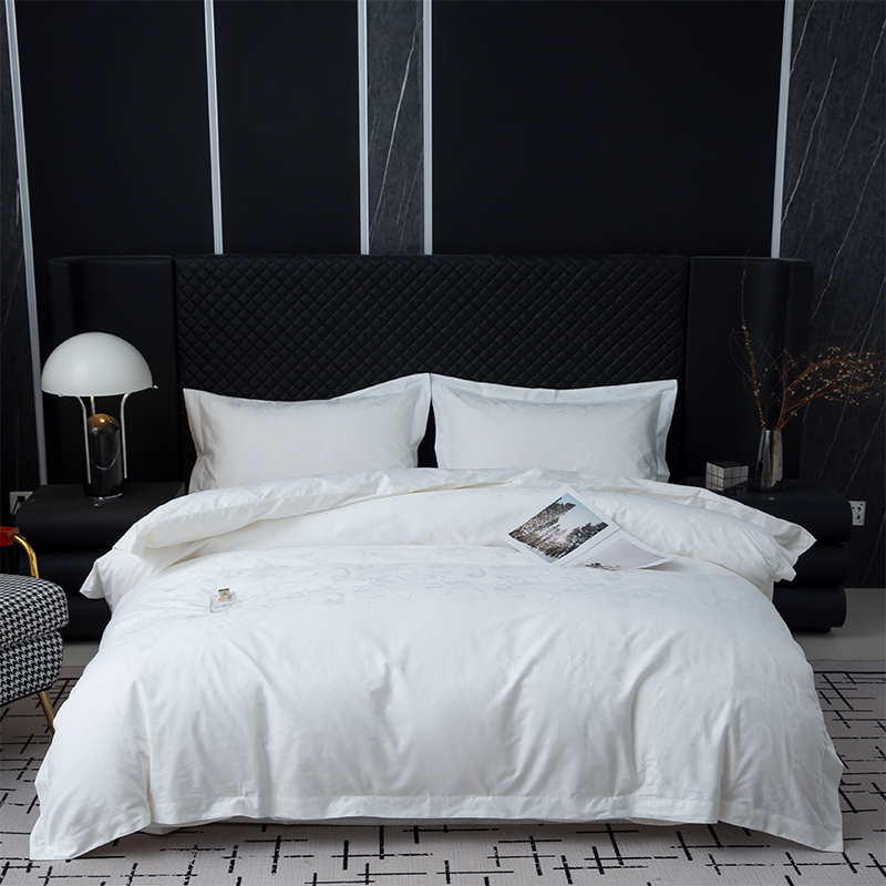 ست روتختی اتاق خواب کتانی هتل کتانی ساتین سفید ژاکارد 100% پنبه ای