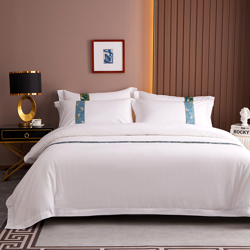 سرویس خواب هتلی 60S پنبه ای سفارشی تزئینات نوار ژاکارد سرویس خواب هتلی 60S پنبه ای سفارشی تزئینات نوار ژاکارد